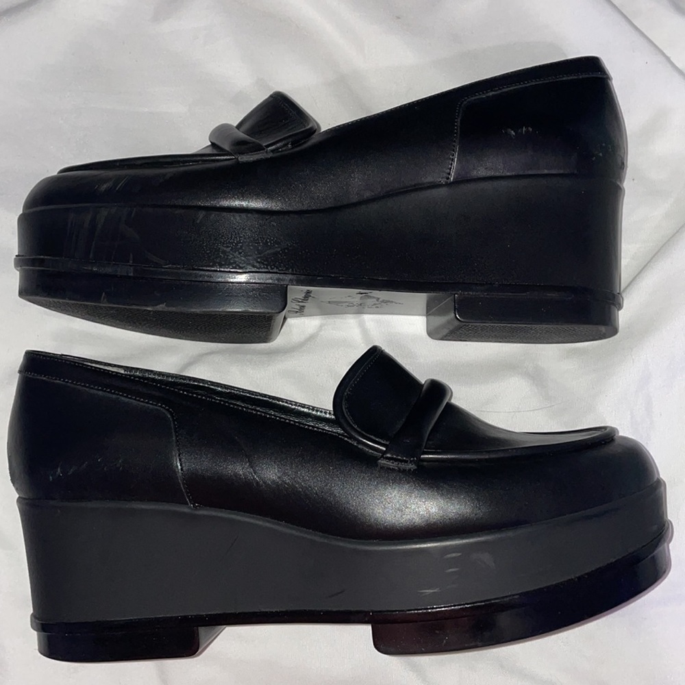 Robert Clergerie Black Leather Platform Loafers - Picture 10 of 12